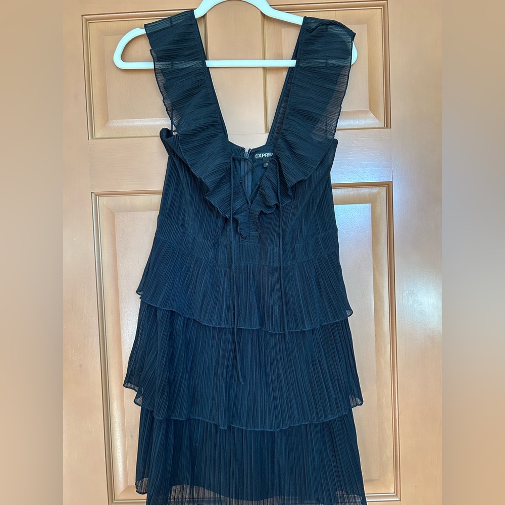 Express Black Ruffle Tiered Party Dress